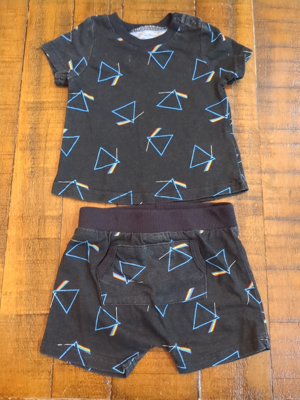 Pink Floyd Baby Dark Side Shorts Set with Prism Triangle Print